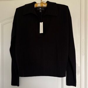 Banana Republic Black V‑Neck Collared Cashmere Sweater